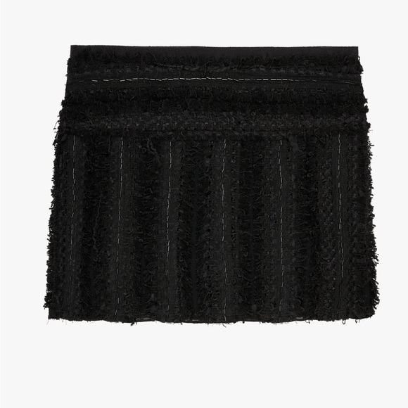 Zara Black Textured fabric High waist Mini Skirt Limited Edition tonal beads NWT - Picture 10 of 16